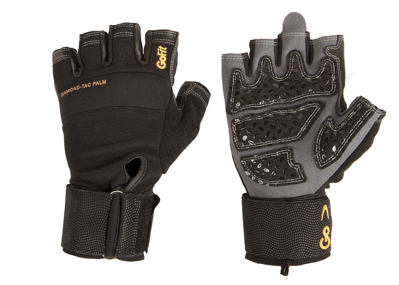 GoFit Diamond-Tac Wrist Wrap Glove - Padded, Flexible, Supportive Fitness Glove and Training CD